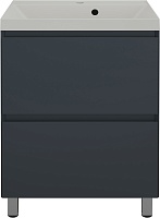 Style Line Тумба с кварцевой раковиной жасмин Манхэттен 60 Plus эмаль графит матовая